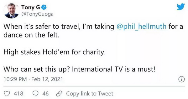 【蜗牛棋牌】立陶宛大佬Tony G挑战Phil Hellmuth!就一个条件 全球直播!