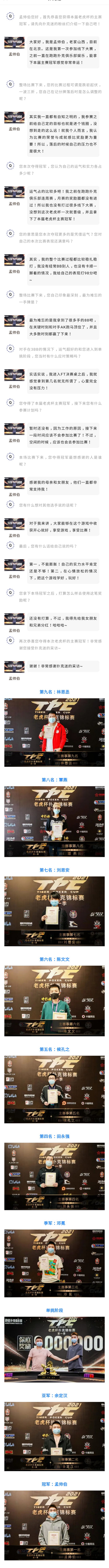 2021老虎杯第一季 | 德州扑克专访主赛冠军——孟帅伯！