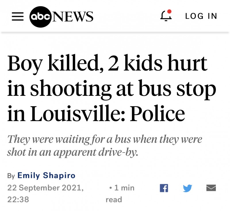 美国肯塔基州发生枪击事件，一名少年死亡