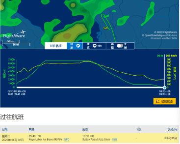 【蜗牛棋牌】外国飞行航班信息平台：“佩洛西专机”抵达马来西亚