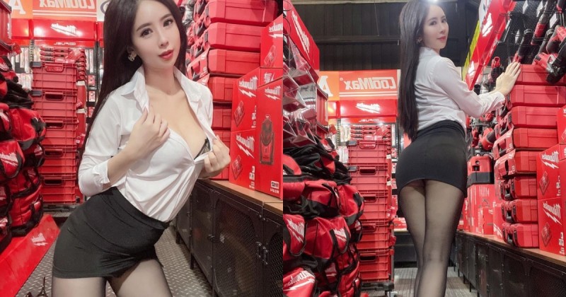 【蜗牛棋牌】不正經性感小秘書「甄馨Tiffany」，趁倉庫沒人偷偷「撩開衣領」太犯規！