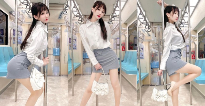 通勤驚見OL「Yvie又又」捷運上大跳鋼管舞　包臀窄裙秀美腿！