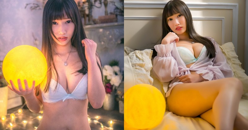 中秋佳節限定女友！「又又」衣衫半解挺美乳，在床上陪你好好賞月！