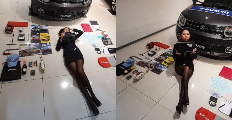 【蜗牛棋牌】最火辣真人開箱！鈴木汽車「女業務」黑絲包裹逆天長腿　開箱畫面讓人噴鼻血