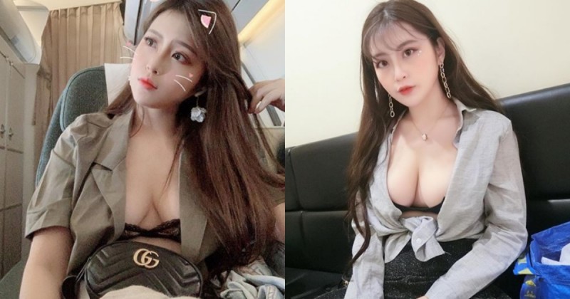 【蜗牛棋牌】正妹「ω型奶」開中路搭飛機，全體空服員忍不住來回參觀好多次！