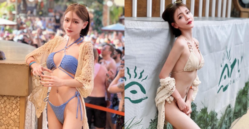 【蜗牛棋牌】性感又可愛！台版涼森玲夢「酸酸Enny」泳池大曬火辣身材