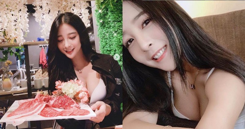 【蜗牛棋牌】有氧女孩吃燒肉時「放送深溝」，爆乳好身材比食物還誘人！
