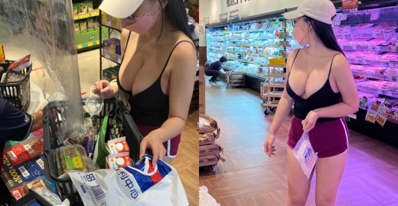 【蜗牛棋牌】一手無法掌握！妹子穿居家服逛全聯採購　胸前兩顆呼之欲出