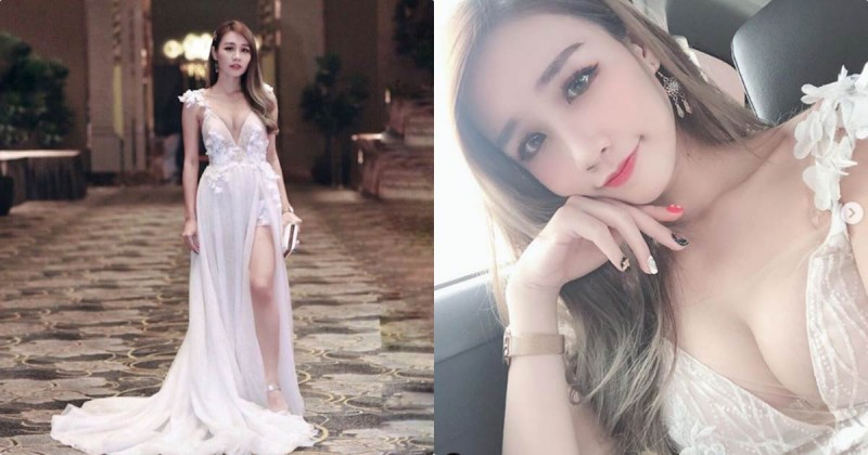 【蜗牛棋牌】正妹Jennifer穿上禮服「胸器逼人」，惹火深溝忍不住讓人狂瞄！