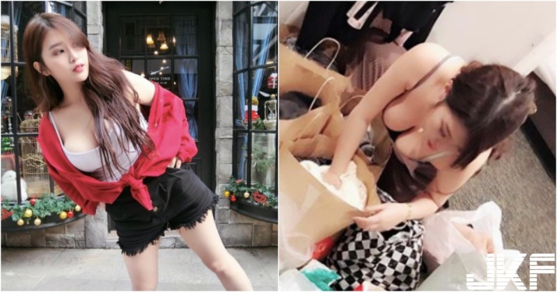 【蜗牛棋牌】「爆乳妹子」逛街大血拼！彎腰撿貨「巨奶倒出」畫面超兇猛！