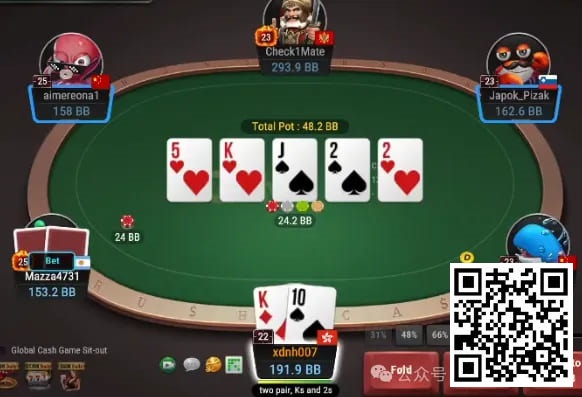 【EV扑克】牌局分析:河牌花到,顶对弱踢面对满池