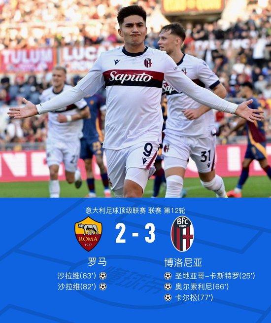 【蜗牛棋牌】意甲:罗马2-3博洛尼亚,近6轮联赛仅胜1场,沙拉维双响难救主