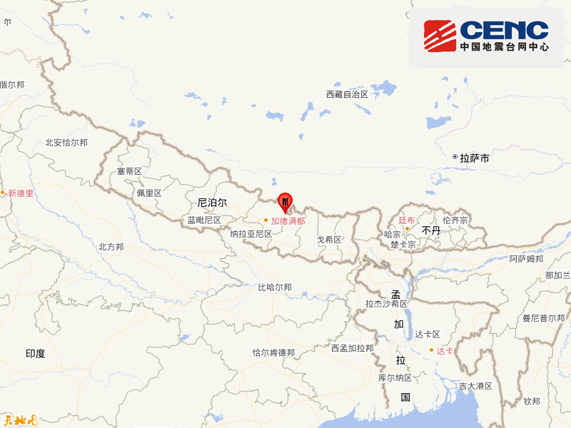 尼泊尔发生4.9级地震，震源深度10千米
