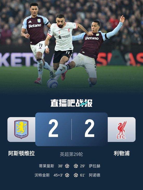 【蜗牛棋牌】多赛&8分领跑!红军2-2维拉联赛22轮不败 萨拉赫传射努涅斯失空门