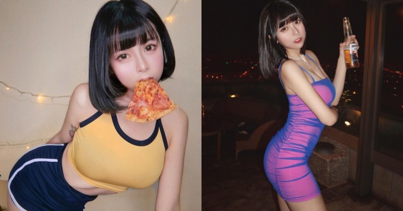 【蜗牛棋牌】「萌系少女」吃披薩也迷人！前凸後翹的火辣身材好誇張，網友最愛她口中那片！