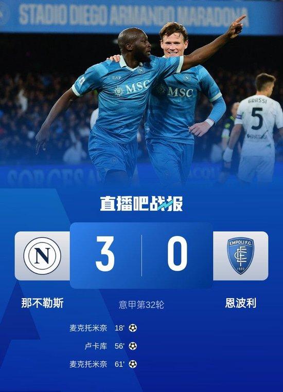 意甲-那不勒斯3-0恩波利落后国米3分 卢卡库1射2传麦克托米奈双响