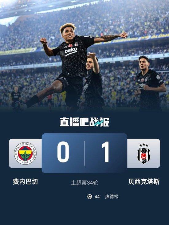 距榜首8分！费内巴切0-1遭贝西克塔斯双杀 穆尔杜回传失误致丢球