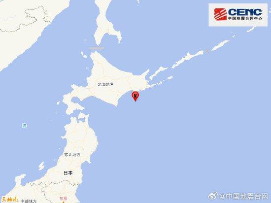 日本北海道附近海域发生6.0级地震