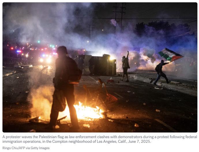 FBI称已在洛杉矶纽约实施多起逮捕 警告抗议者将面临联邦指控