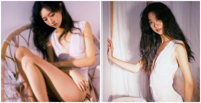 【蜗牛棋牌】高挑「氣質正妹」秘密性感的絕美寫真！白色蕾絲下若隱若現的妖柔曲線！