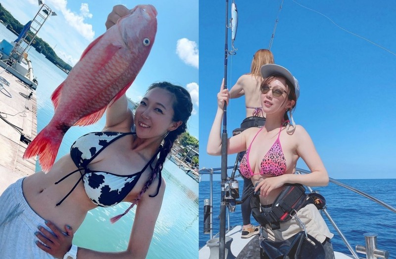 【蜗牛棋牌】海上捕獲「爆乳海釣妹」比基尼性感釣魚 如果我是一隻魚直接跳上來咬她餌