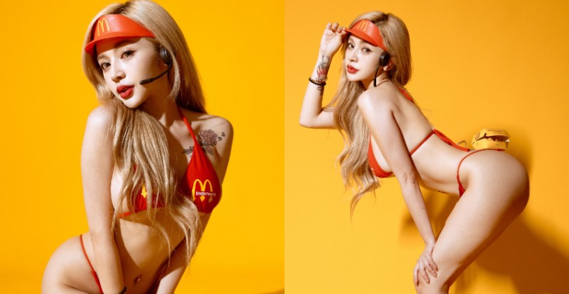 【蜗牛棋牌】最辣速食點餐員爆乳服務　翹臀當托盤幫你上套餐！