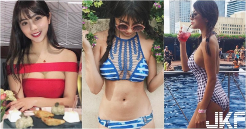 【蜗牛棋牌】世新妹子94正！歐美系穿搭大方又自信！泳衣下的「側乳深溝」畫面好耀眼啊