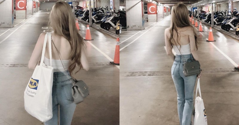 【蜗牛棋牌】IKEA停車場遇到「裸背翹臀」正妹！超殺背影讓人自告奮勇想提包，神出正面也超辣超大！