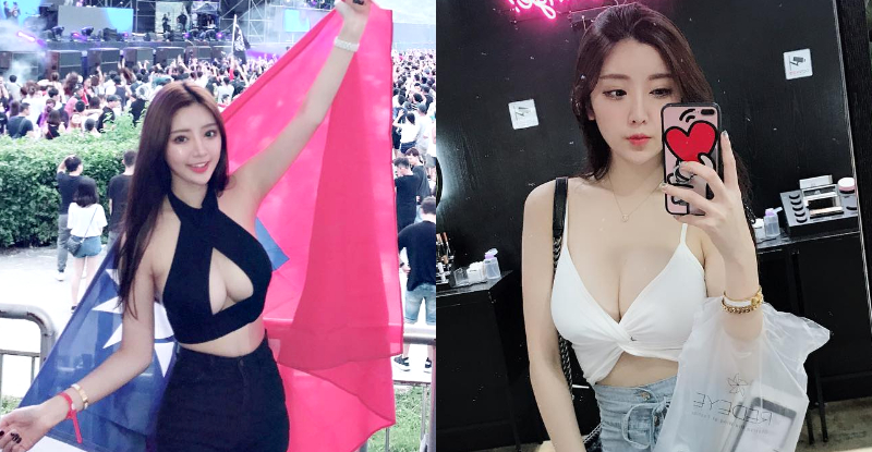 中華民國萬萬歲！台灣妹紙「黃冠潔」大展事業線表愛國！