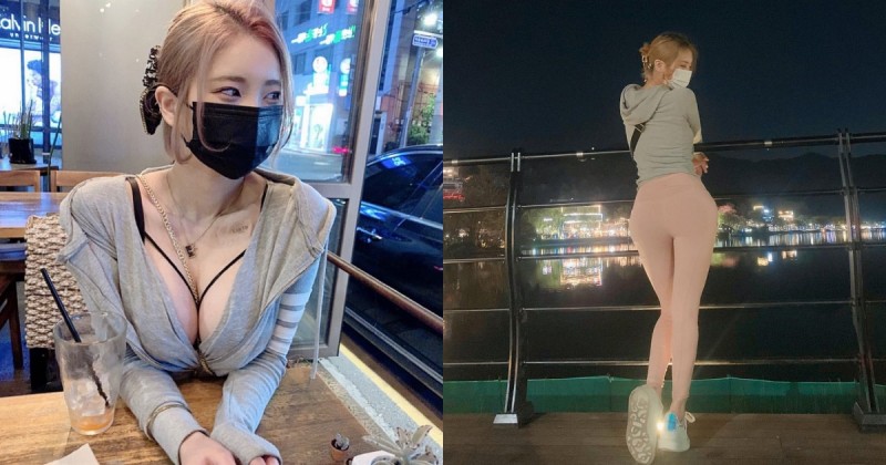 【蜗牛棋牌】天菜級正妹湖邊夜跑，「緊身褲蜜桃臀」背影超殺！沒想到正面也好辣又好兇啊～