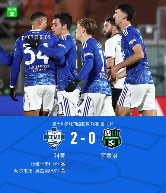 科莫2-0萨索洛连续12场不败，莫雷诺破门，尼科-帕斯献助攻