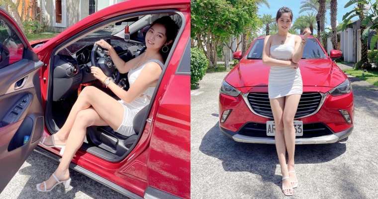 【蜗牛棋牌】167 cm 羽球正妹「萱萱」化身一日車模！「修長美腿」讓人心動