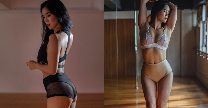 【蜗牛棋牌】鋼管辣姊「Angie」力頂空中一字馬，「性感腹肌」後藏蜜桃臀