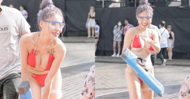 【蜗牛棋牌】電眼正妹「Abby」挺巨乳打水戰！超清涼噴水畫面讓粉絲大飽眼福！