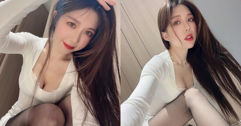 【蜗牛棋牌】美乳攝影師「紗那醬」誘惑蹲地自拍，火辣的「黑絲造型」讓人受不了！