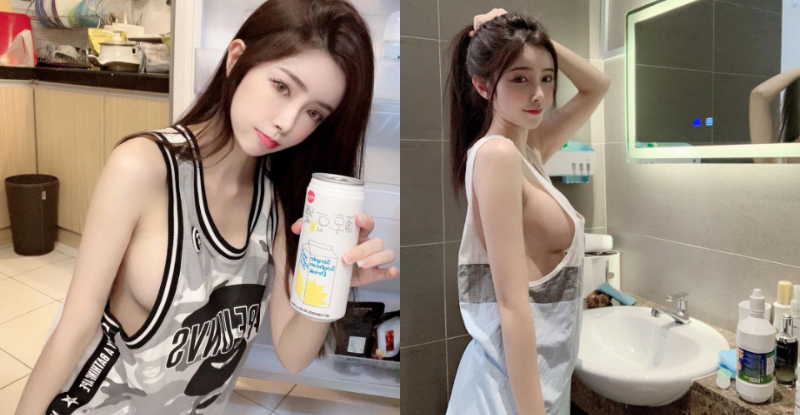 【蜗牛棋牌】「火辣正妹」在家解放長輩，「無罩開大燈」側溢乳線太銷魂