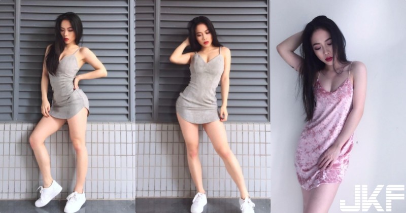 【蜗牛棋牌】崇尚歐美風格「爆乳奶妹」，姿態撩人「只愛細肩帶」渾圓辣乳緊緊繃著快撐不住啦～