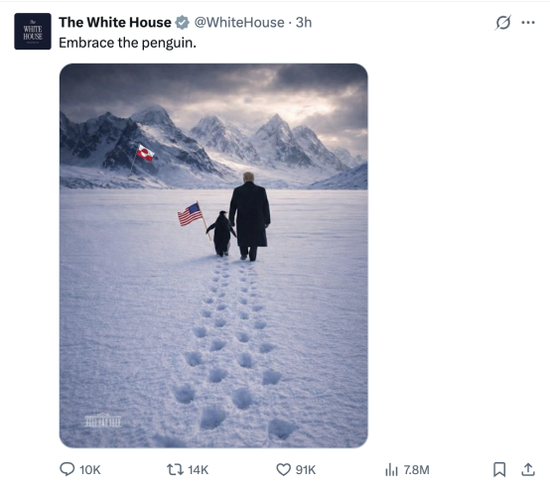 【蜗牛棋牌】特朗普知不知道，北极没有企鹅？他为什么P这么多图且“亲自当兵”？