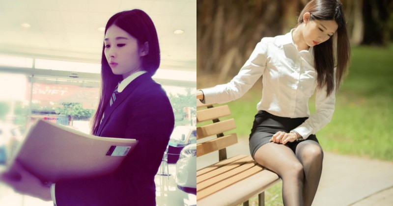 【蜗牛棋牌】汽車業務「薛歆儀」號稱鈴木全智賢　套裝下是修長曲線