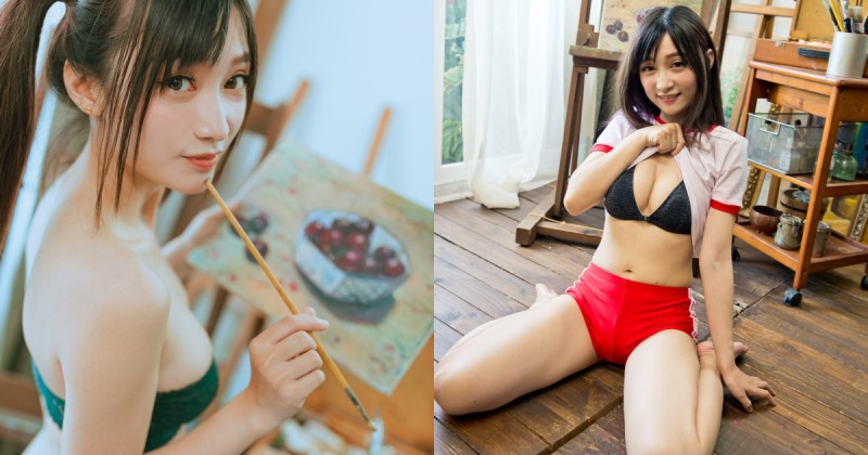 【蜗牛棋牌】畫室裡的壞壞學生妹「江DD」，俏皮純真暗藏性感誘惑，挺雪白美乳作情慾畫布！