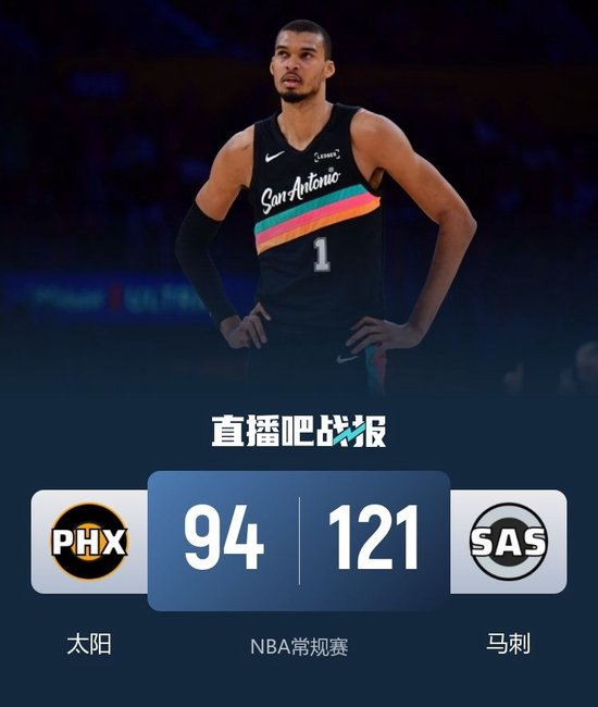 【蜗牛棋牌】马刺轻取太阳七连胜 文班17+11+5帽 布克伤退 杰伦·格林26分