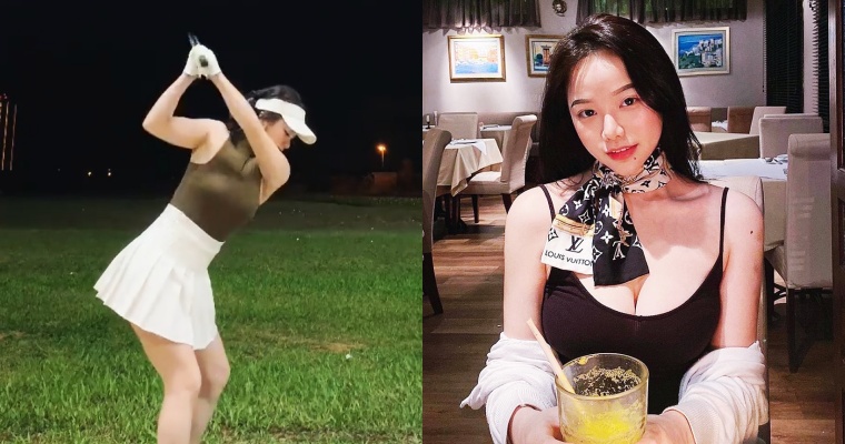 【蜗牛棋牌】打高爾夫爆紅！爆乳甜心「張雪兒」正面曝光也讓人戀愛！曬「深溝、蜜桃尻」送福利