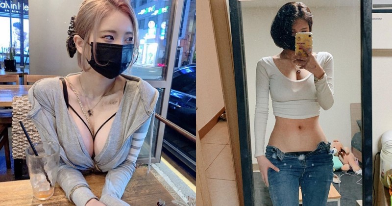 【蜗牛棋牌】超辣「背心短髮妹」日常爆乳沒在怕，對鏡自拍秀「窈窕細腰」！