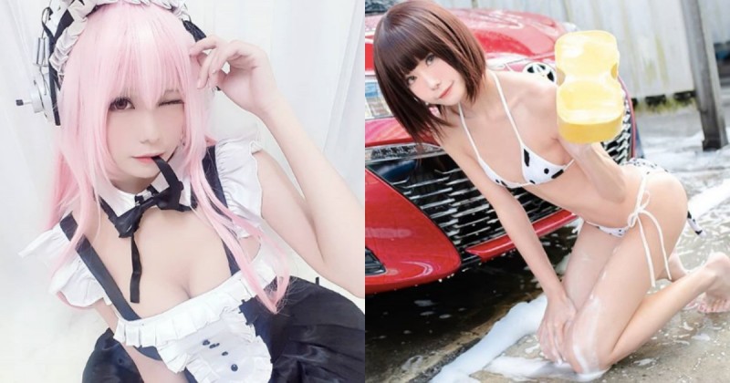 【蜗牛棋牌】小奶也能很性感！甜美coser大膽穿衣秀「小蠻腰」，比基尼洗車好亮眼！