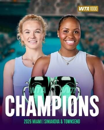 【蜗牛棋牌】西尼亚科娃/汤森德夺得WTA1000迈阿密双打冠军，解锁阳光双冠