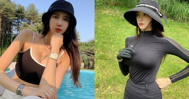 【蜗牛棋牌】太辣了！「美胸高爾夫球正妹」」性感揮桿，惹火胸型也跟著凸出了！