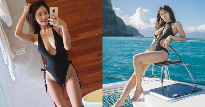 【蜗牛棋牌】陽光正妹泳裝開中路秀「人字豪乳」！超強「水滴奶」弧度好完美！