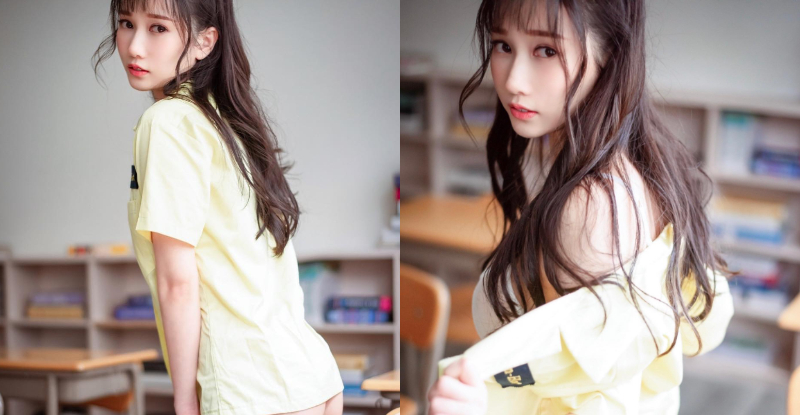 【蜗牛棋牌】清甜學生妹「又又」失控脫下，「鮮嫩屁屁」搭水汪回眸超誘惑！