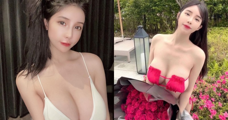 【蜗牛棋牌】這比基尼太炸了！「性感巨乳妹」布包不住奶，大面積「雪白肌膚」露出畫面好狂！
