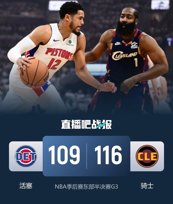 【蜗牛棋牌】哈登连得7分定胜局！骑士1-2活塞 米切尔35分 坎宁安27+10+10